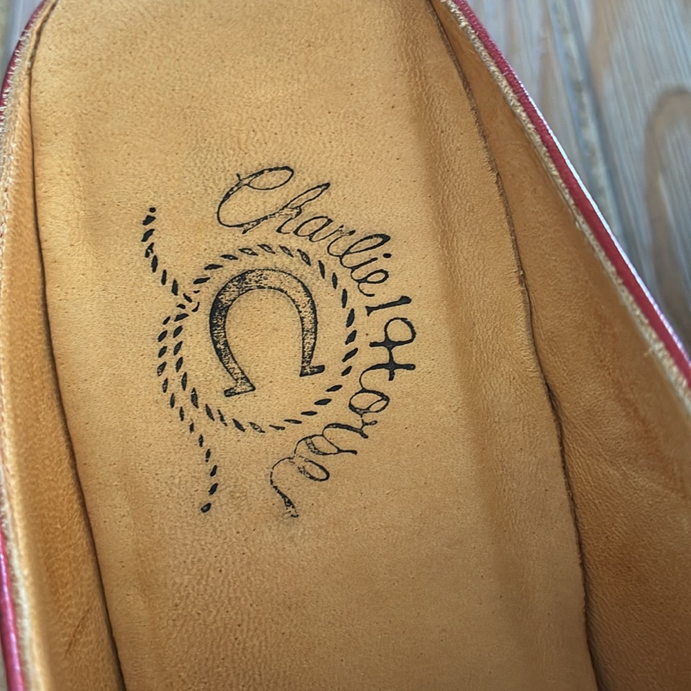 Charlie 1 Horse Lucchese Red Leather Western Mules - Picture 6 of 10